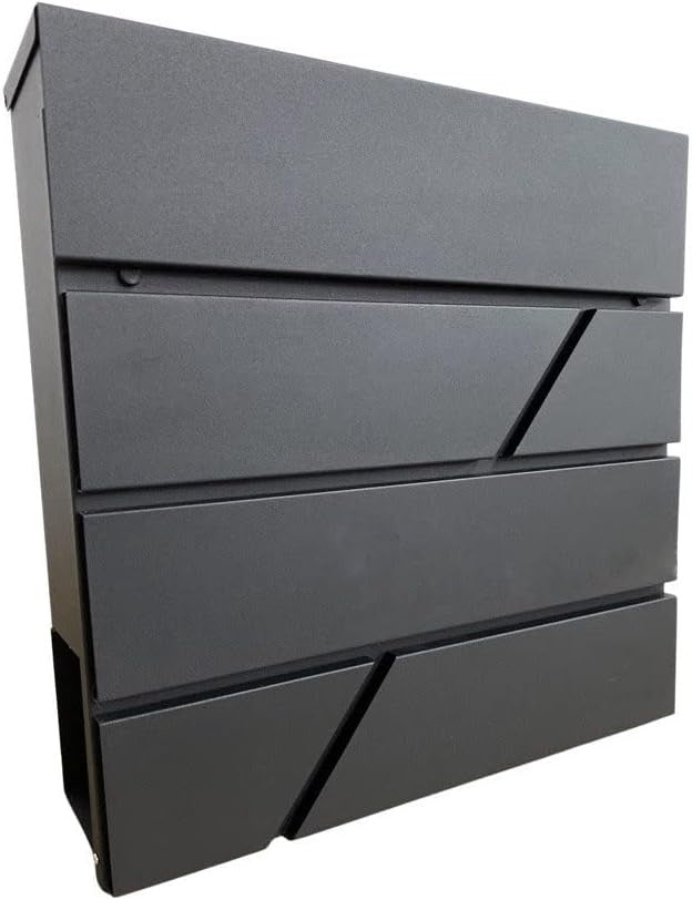 Wall Mounted Lockable Post Box Waterproof Secure Mailbox Black 37x37x10cm