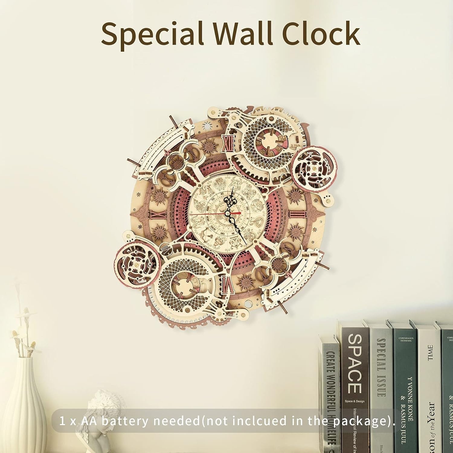 3D Wooden Zodiac Wall Clock Puzzle DIY Working Clock Model Kit Gift