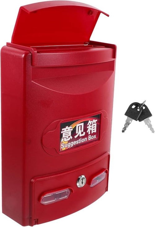 Lockable Wall Mount Mailbox Red ABS Weatherproof Secure Post Box 28.5x21.5x8cm