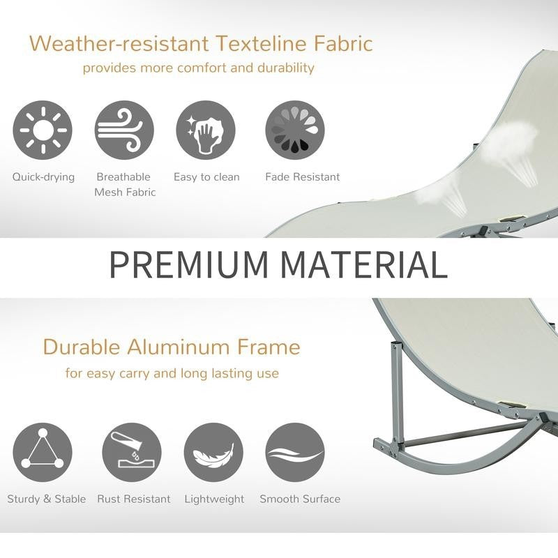 Set of 2 Foldable S-Shape Reclining Sun Lounger Chairs Outdoor Patio Beige