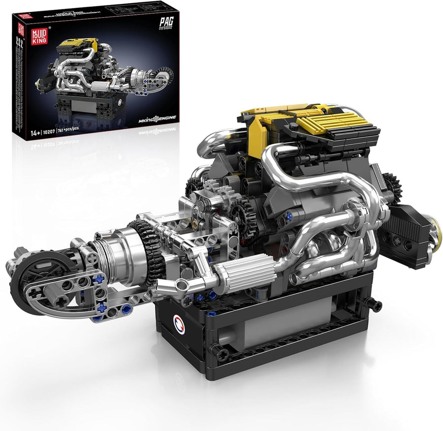 V8 Engine Model Kit Motorised STEM Toy 761pcs Runs with Battery & Motor