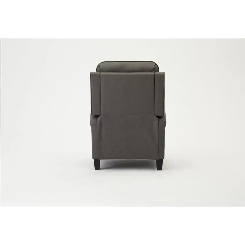 Recliner Armchair Grey Faux Leather High Back Push Back Lounge Chair