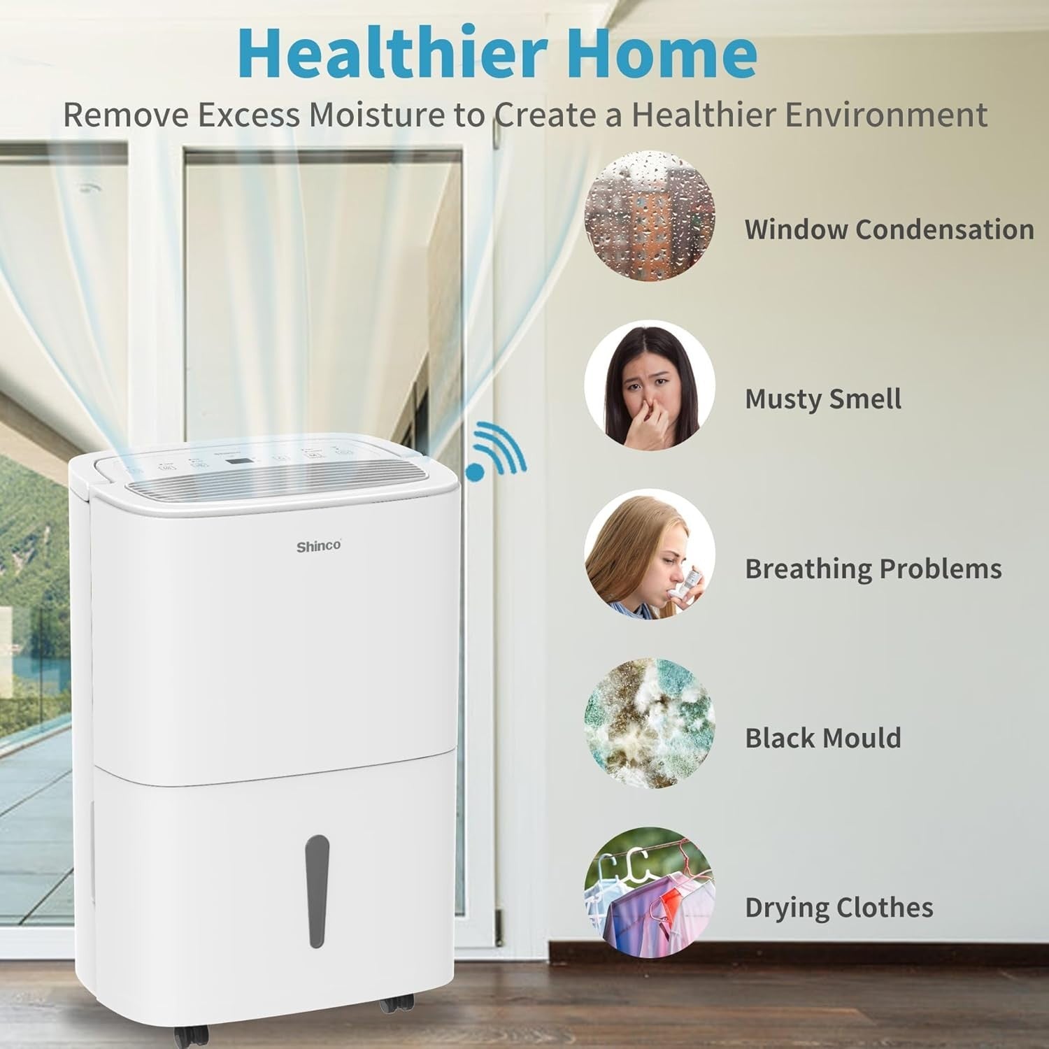 30L Smart Dehumidifier Air Purifier Large Room Continuous Drain Timer