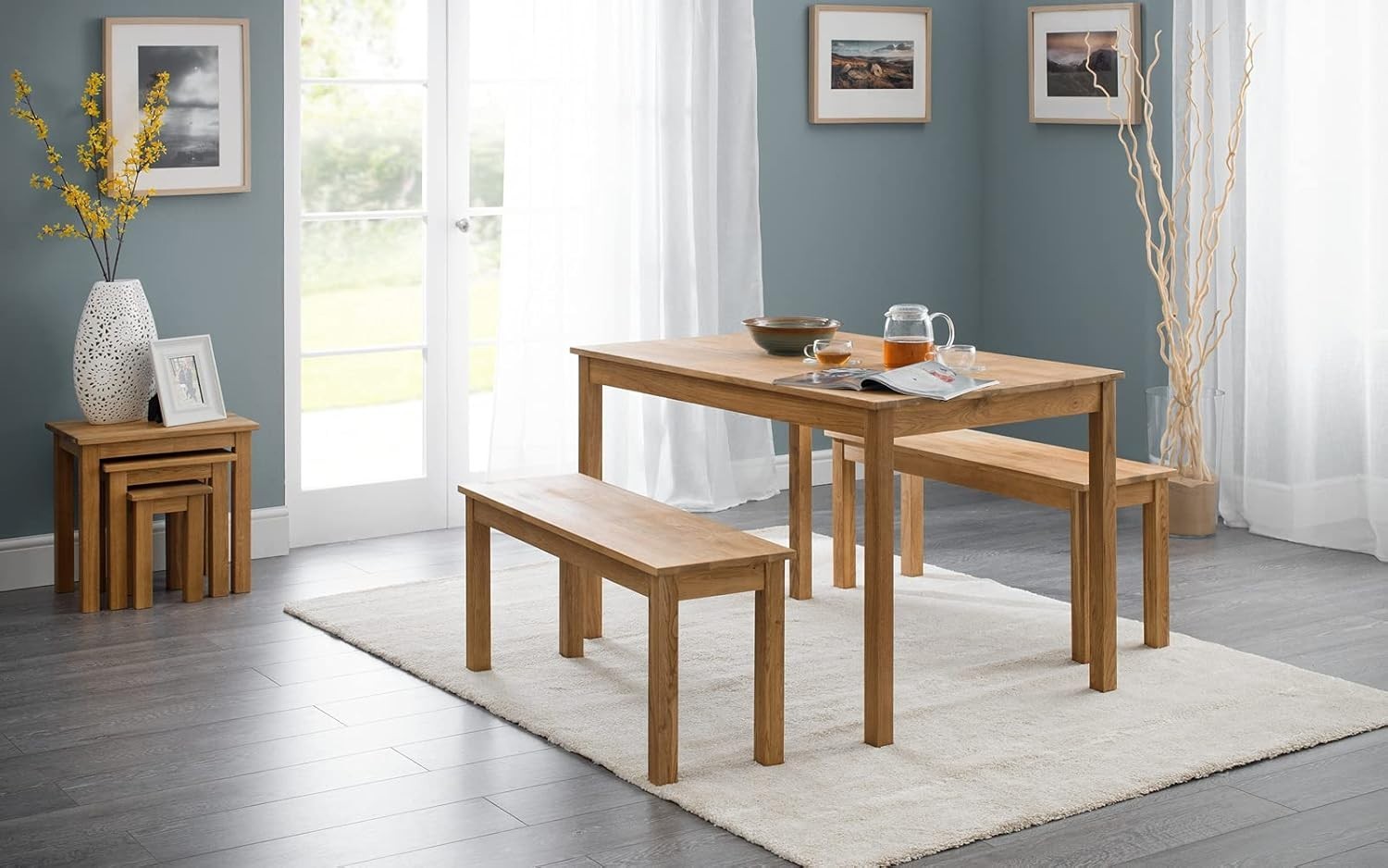 Solid Oak Coffee Table 120x60x48cm Durable Compact Design for Living Room