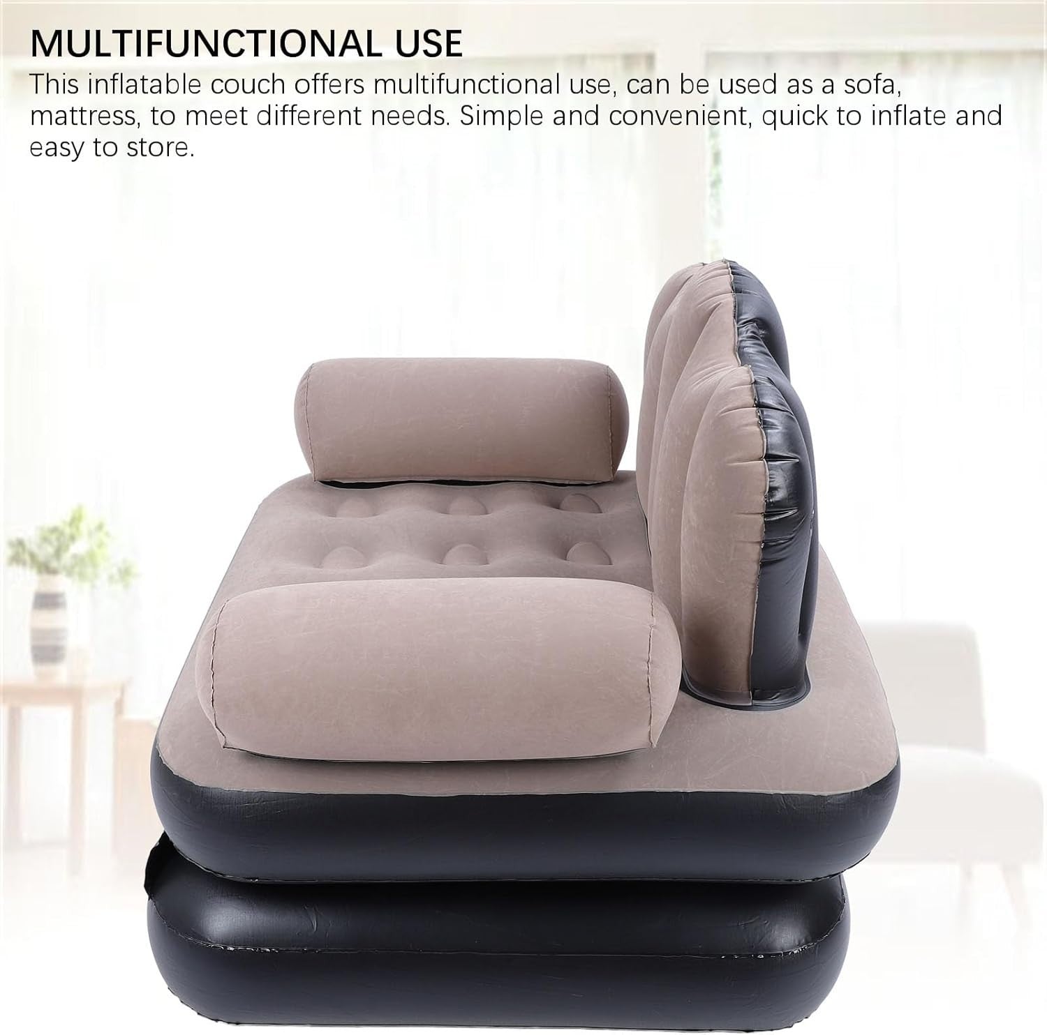 Inflatable Couch Mattress – Portable Foldable Sofa Bed, Thick PVC