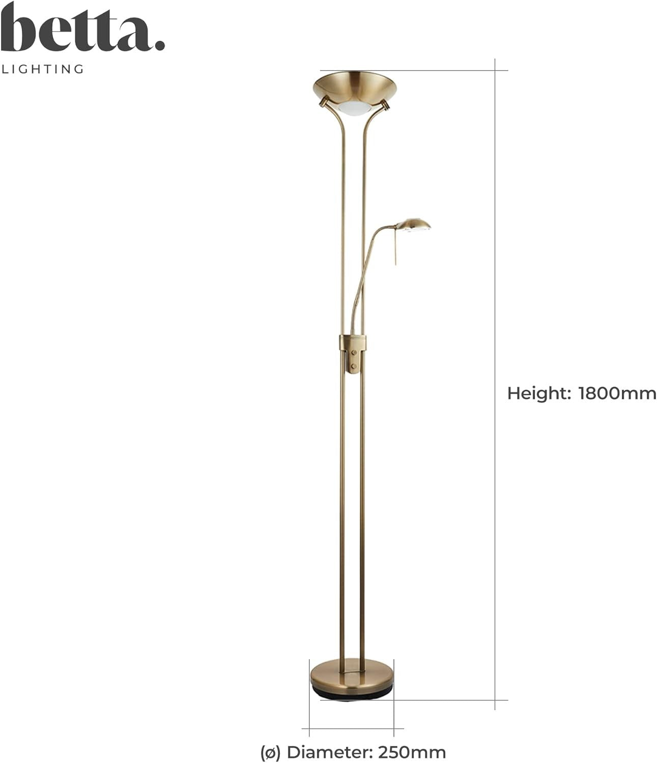 Mother Child Floor Lamp Antique Brass Uplighter Reading Light