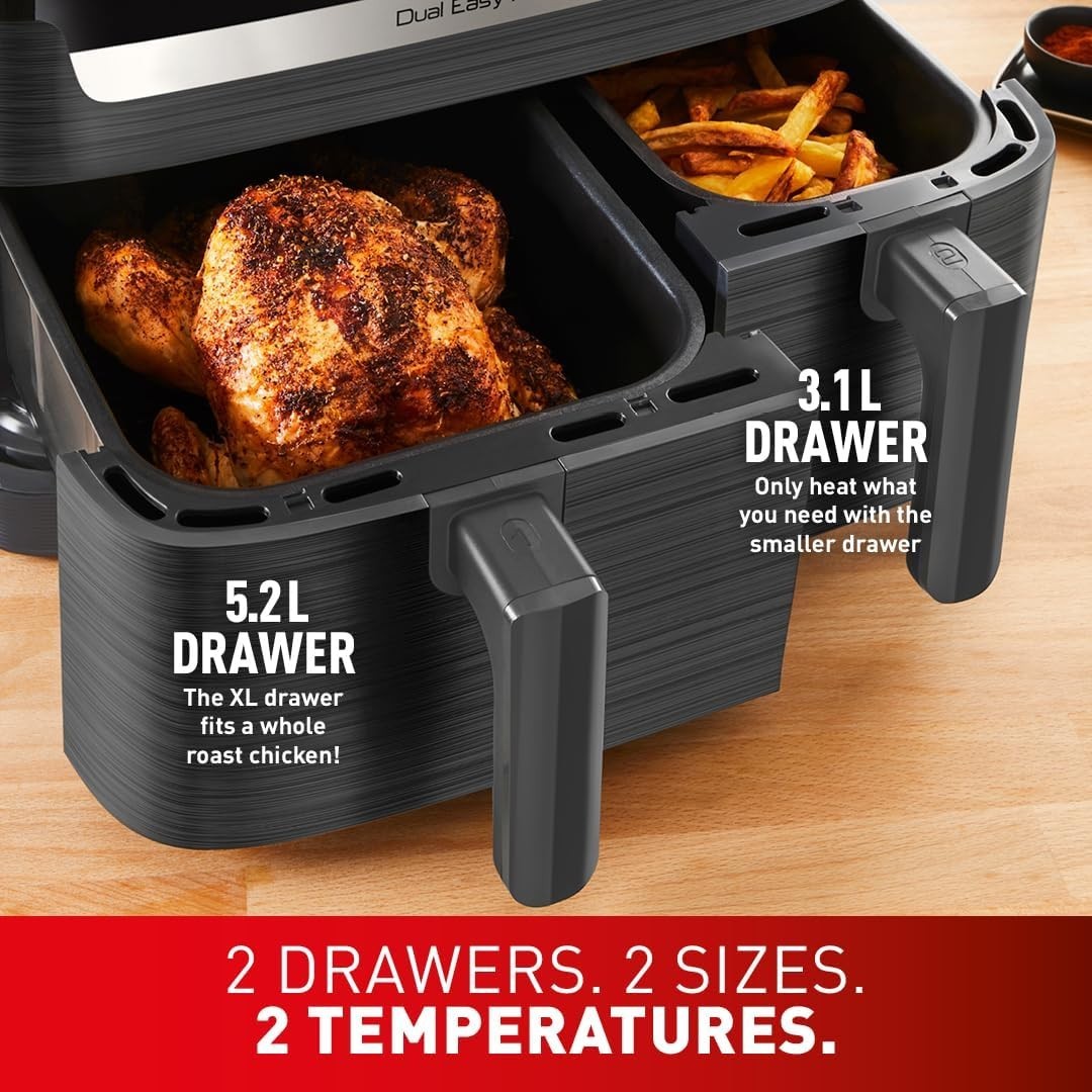 8.3 Dual Zone Air Fryer 2 Drawer Extra Crisp 8in1 Fast Healthy Cooking Dishwashr