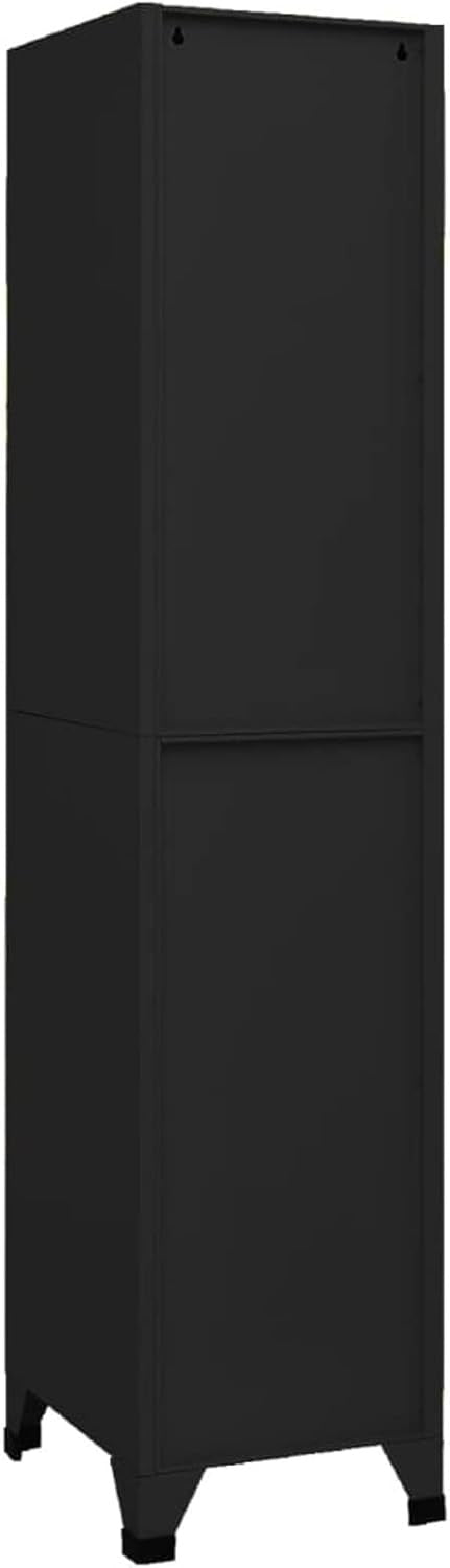 4 Door Black Metal Locker Cabinet Lockable Steel Storage Cupboard Office Gym