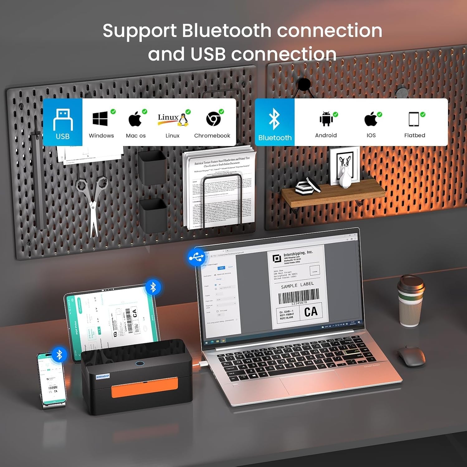 4x6 Portable Bluetooth Thermal Label Printer for Shipping DHL UPS