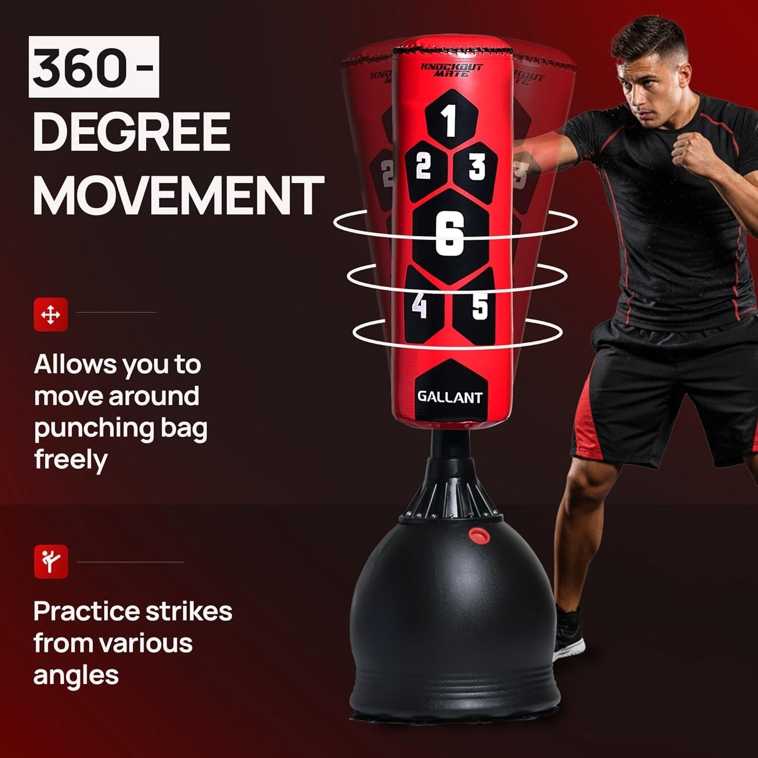 5.5ft Standing Punch Bag Pedestal Heavy Duty MMA Kickboxing Trainer
