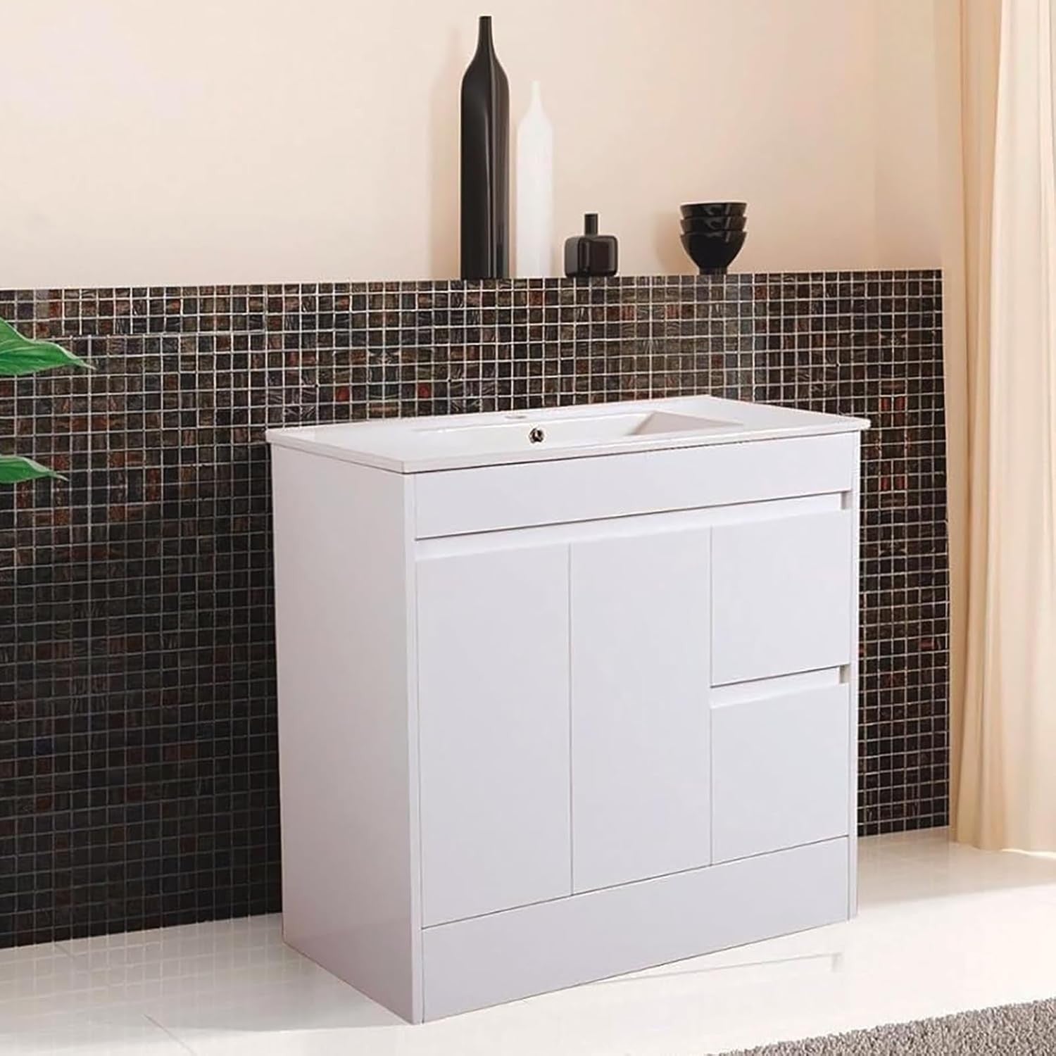 900mm Bathroom Vanity Unit with Basin Freestanding Storage Cabinet White