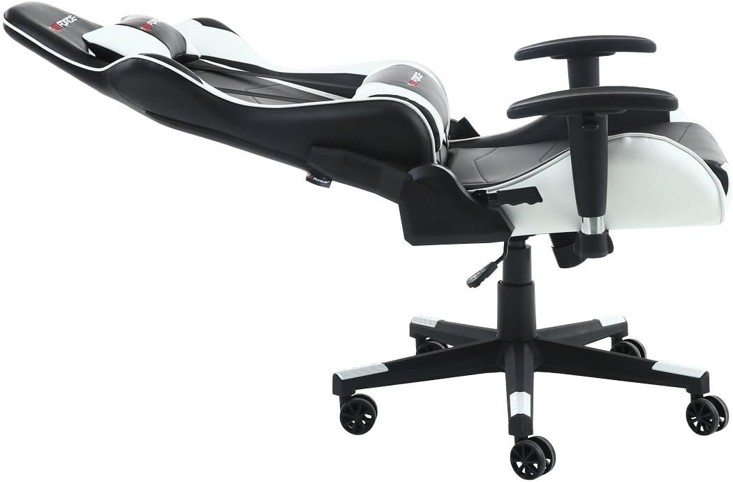Reclining Gaming Chair Racing Office Desk Faux Leather White