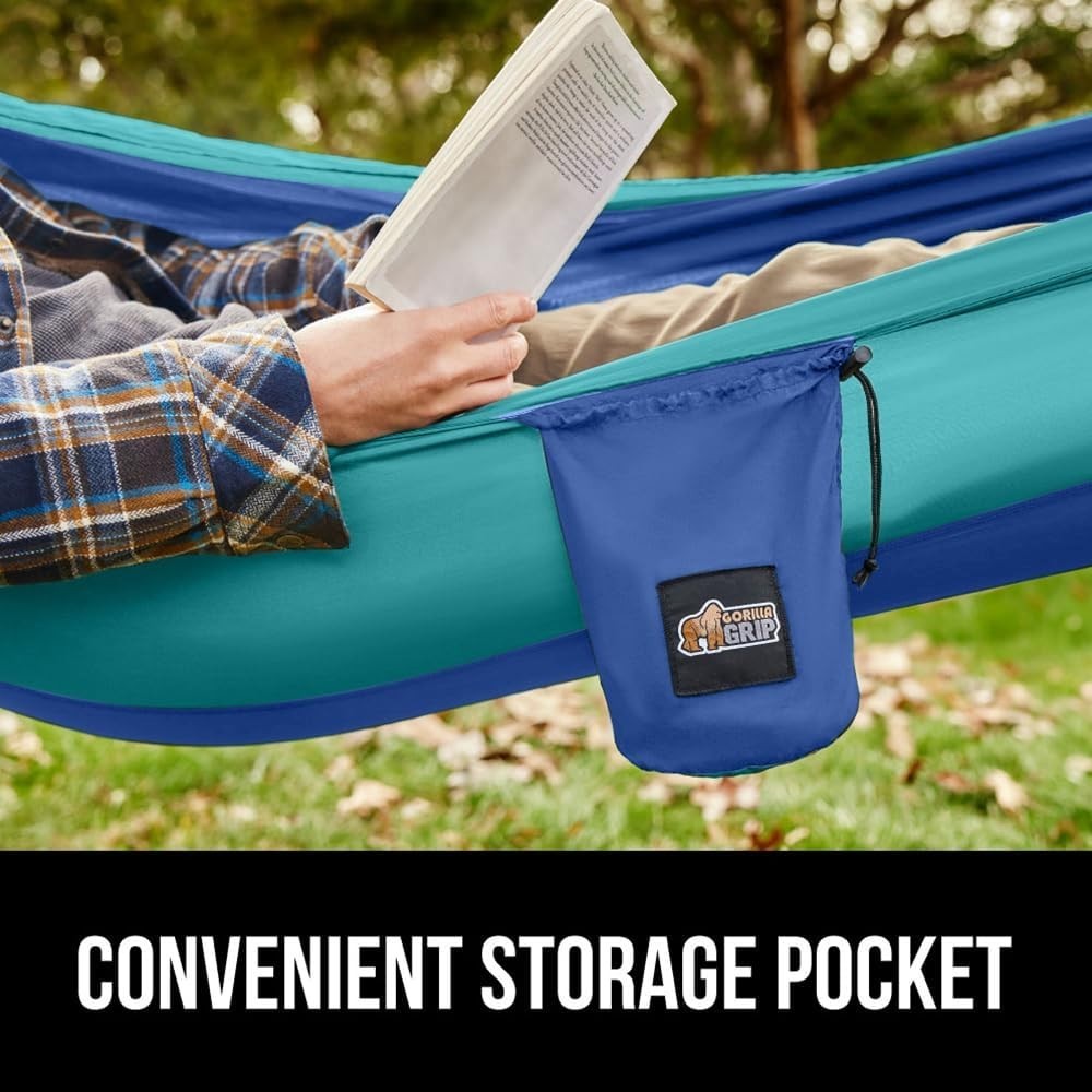 Camping Hammock 10x6.5FT Portable Nylon Swing 500lbs w/ Straps & Carabiners