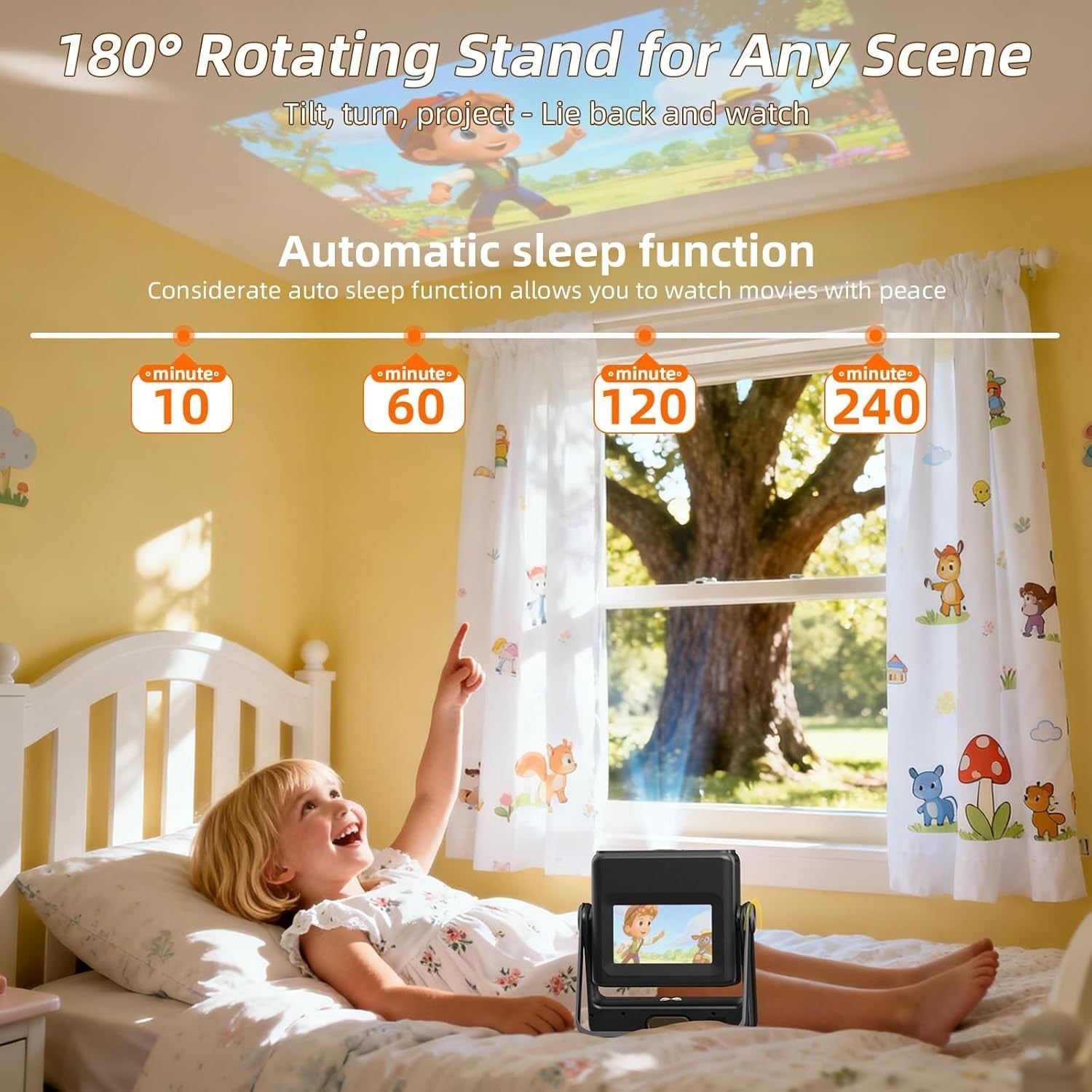 Touch Screen Smart Projector 1080P WiFi 6 Bluetooth Auto Focus 180°