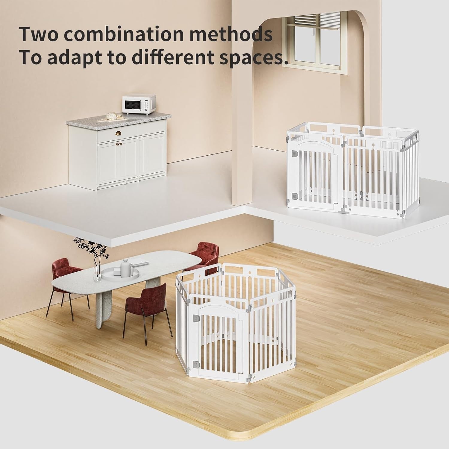 Foldable Puppy Playpen Indoor Dog Enclosure with Door 130x65x80cm