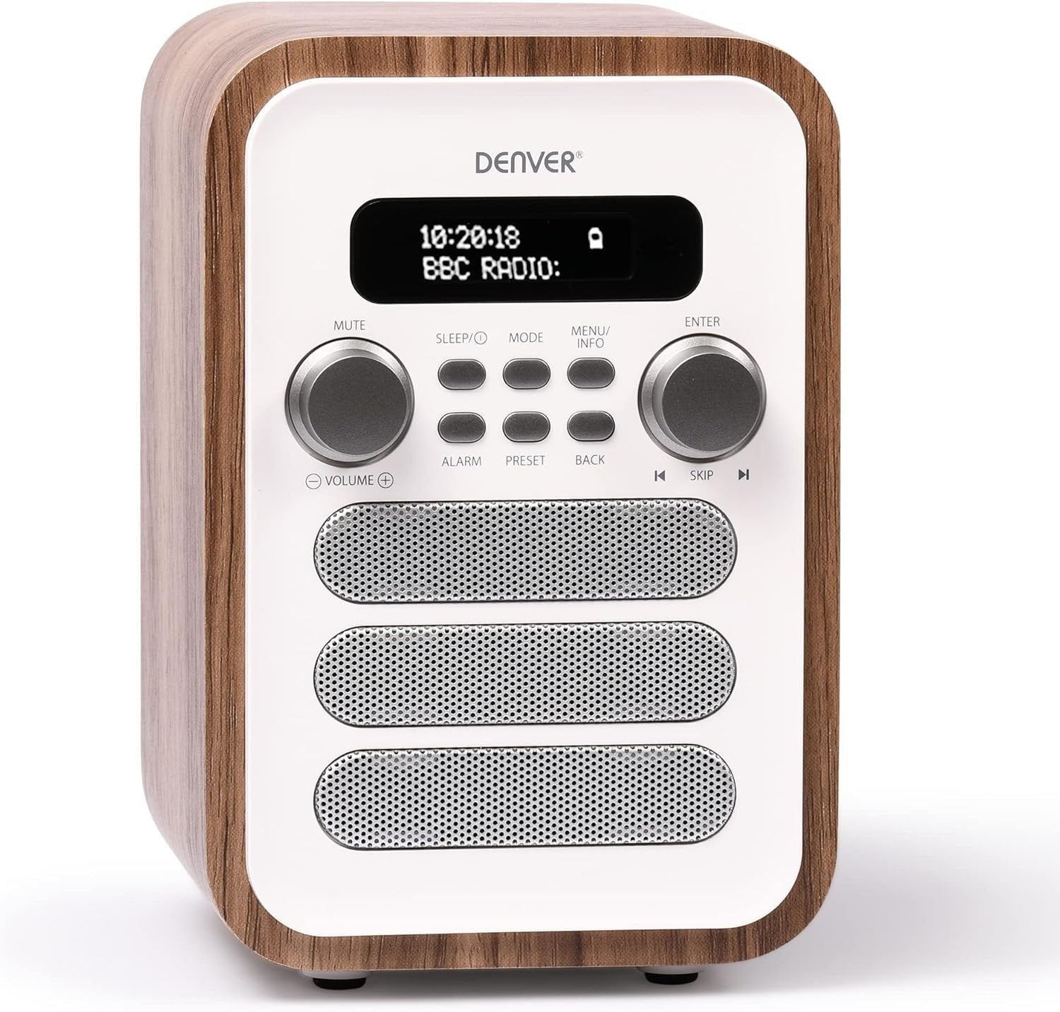 DAB Bluetooth Digital Radio Alarm Clock with Remote, White, 40 Presets