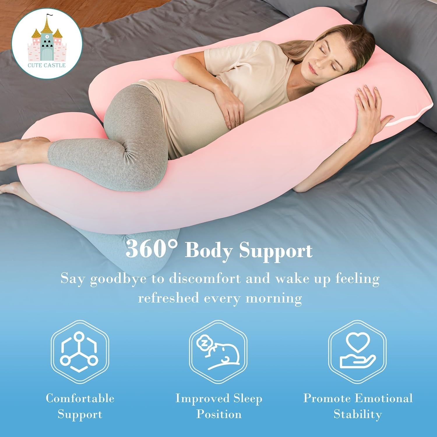 Pregnancy Body Pillow 57” J Shape Full Body Maternity Support Cooling