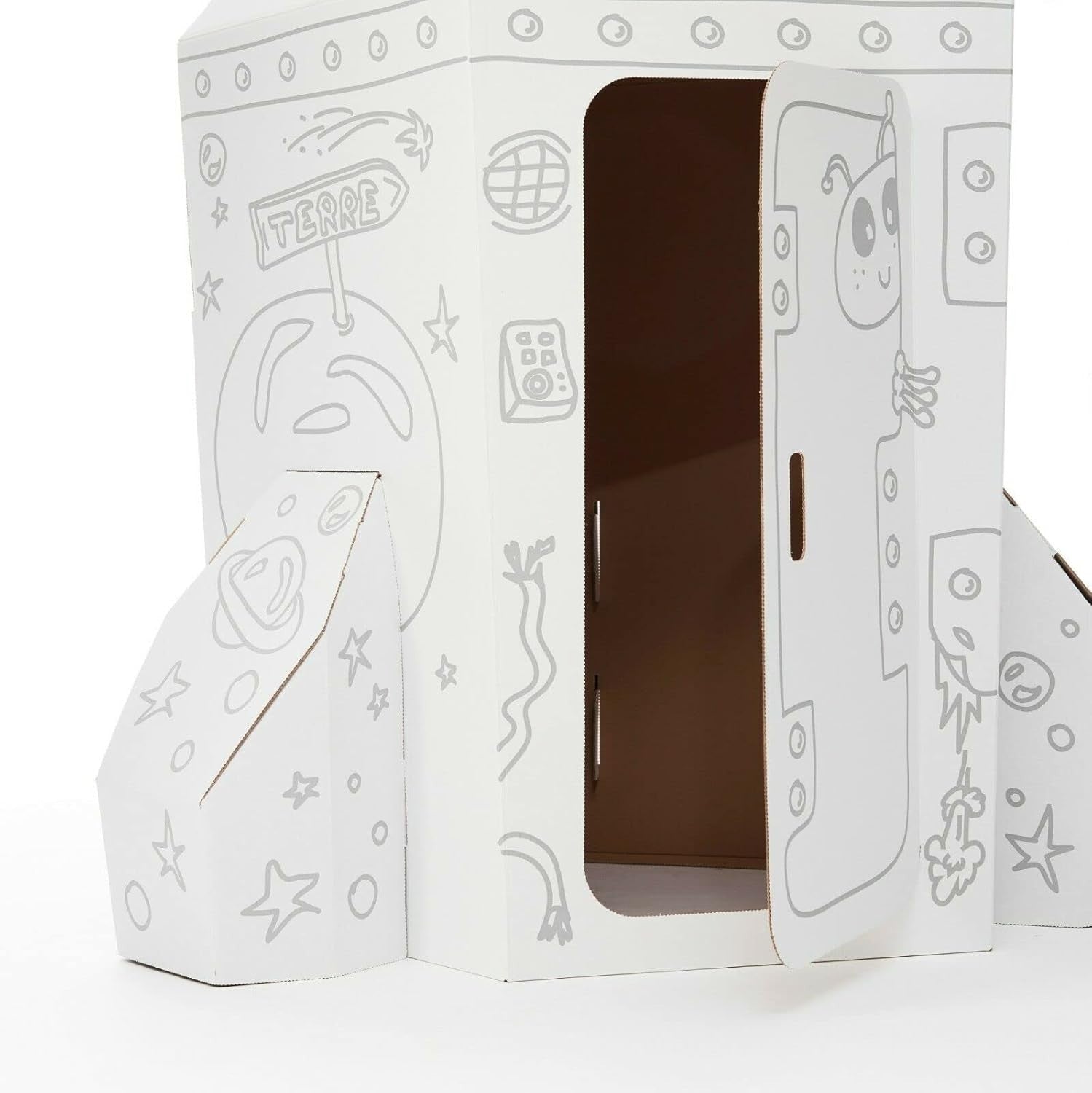XL Cardboard Spaceship Playhouse Kids Colour In Rocket Craft Toy
