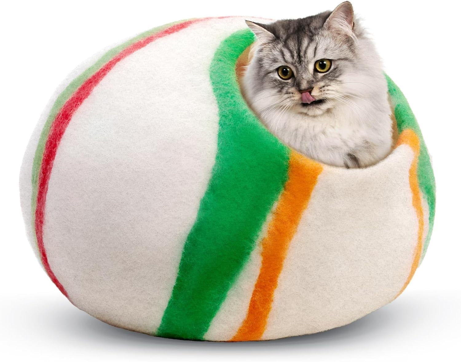 Handmade Wool Cat Cave Bed Merino Felt Indoor Cat House Kitten Hideaway