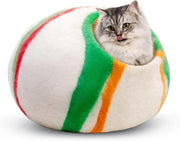 Handmade Wool Cat Cave Bed Merino Felt Indoor Cat House Kitten Hideaway
