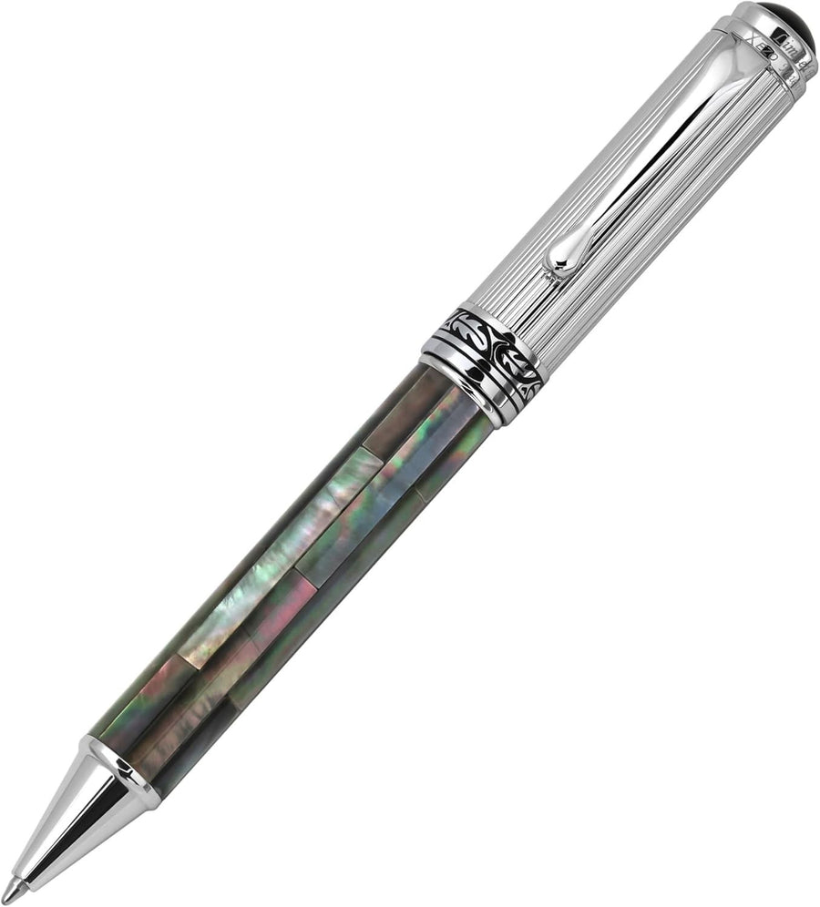 Luxury Ballpoint Pen Black Mother of Pearl Chrome Trim