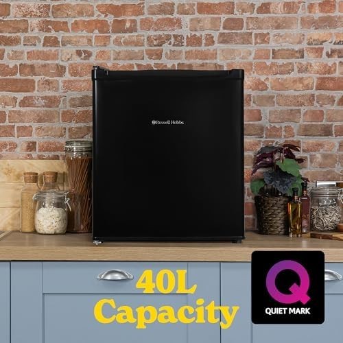 Russell Hobbs 40L Mini Fridge Freezerless Black Table Top Reversible Compact