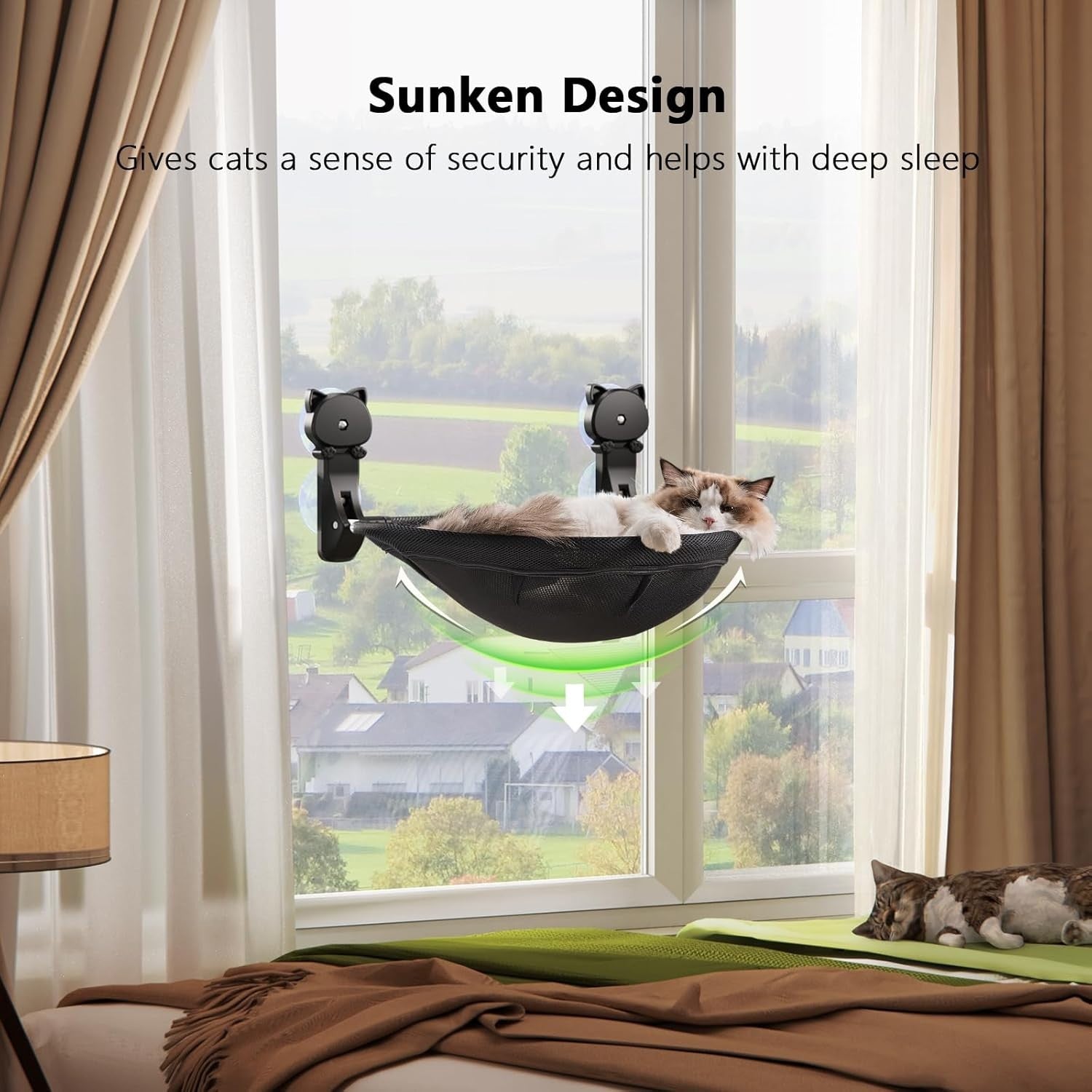 Foldable Cat Window Perch Cordless Hammock Bed Mesh Suction Cup