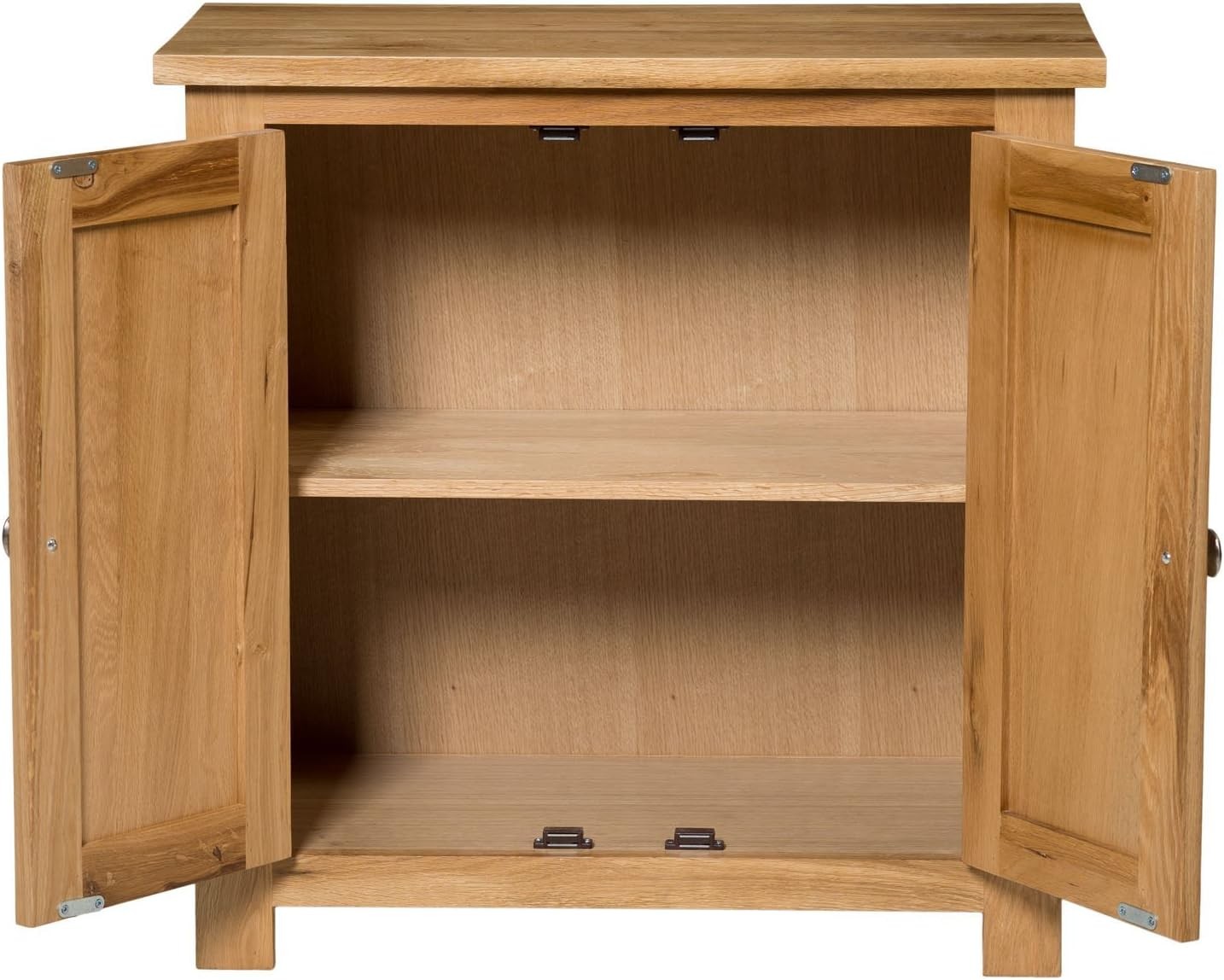 Solid Oak Wooden Storage Cabinet with 2 Doors & Adjustable Shelf 70cm