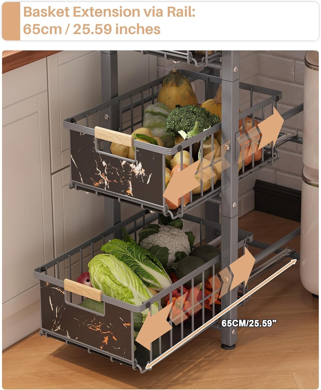 Slim 4 Tier Kitchen Storage Trolley Rolling Cart Grey