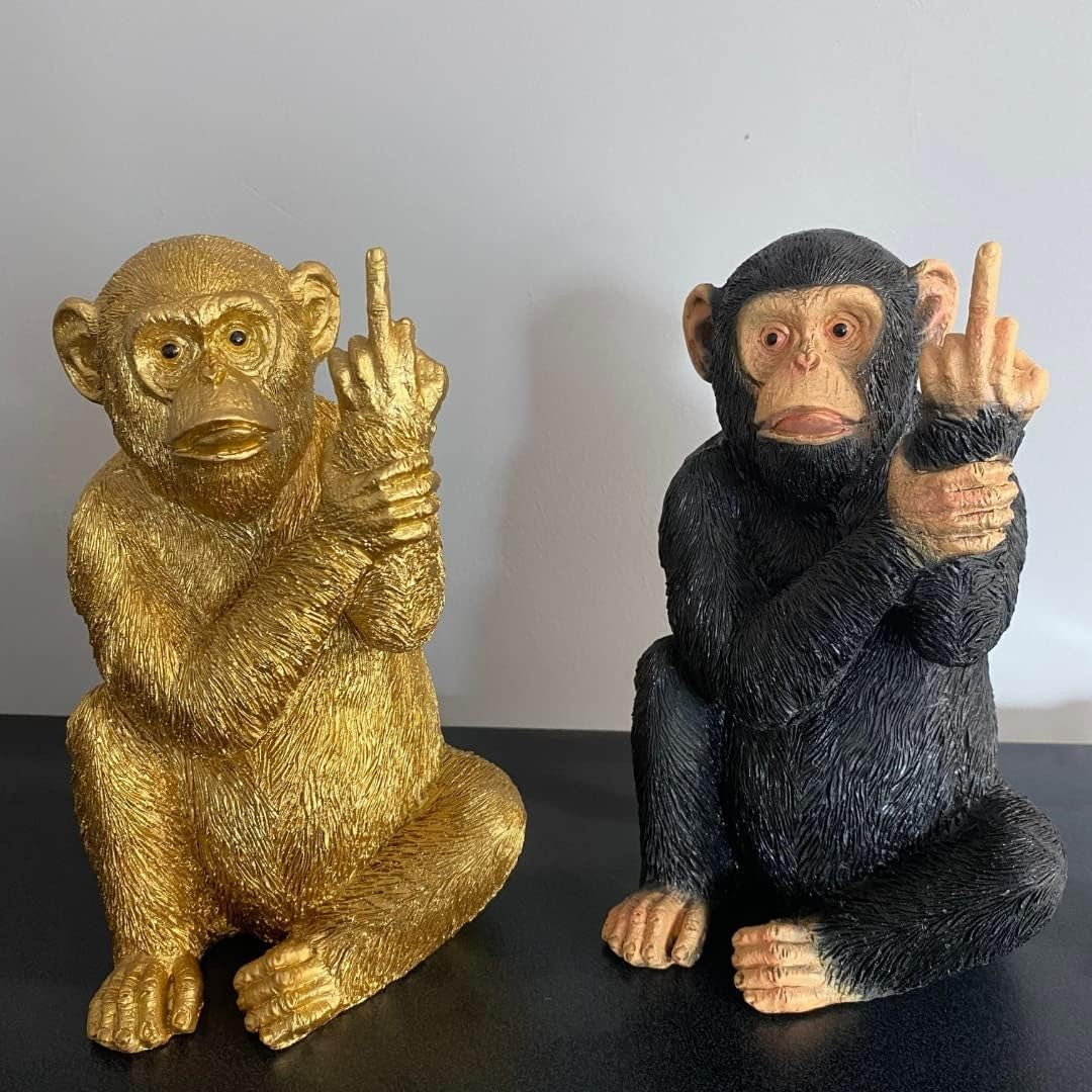 Funny Rude Monkey Ornament 19cm Resin Statue – Humorous Home & Garden Decor Gift
