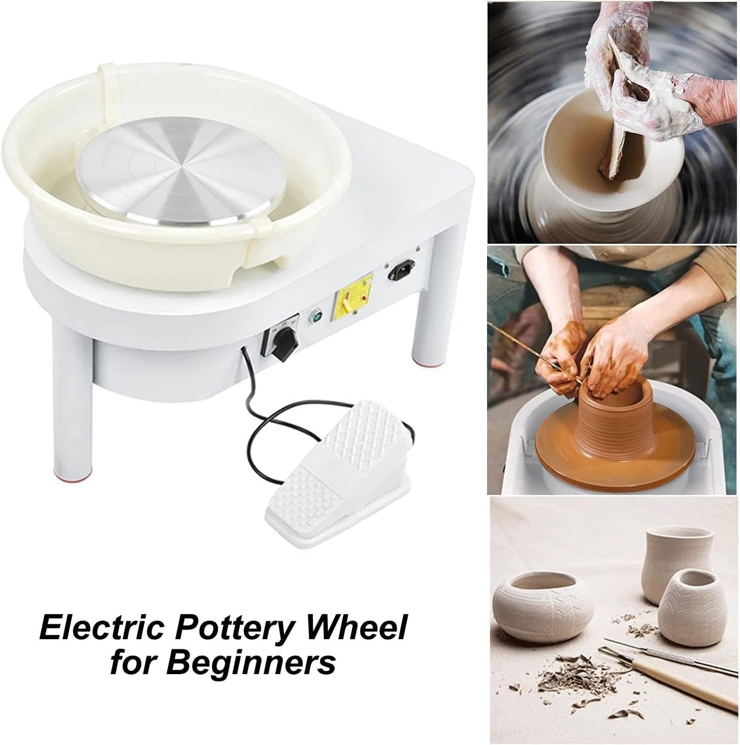 Electric Pottery Wheel 25cm 350W Ceramic Clay Machine with Foot Pedal