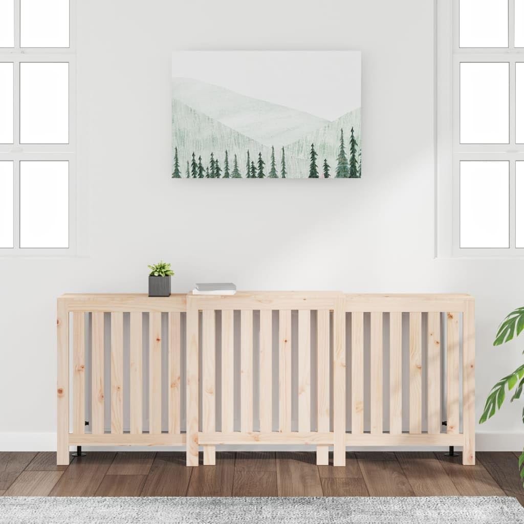 Radiator Cover Solid Wood 210x21x85cm Natural Finish | Slatted Design