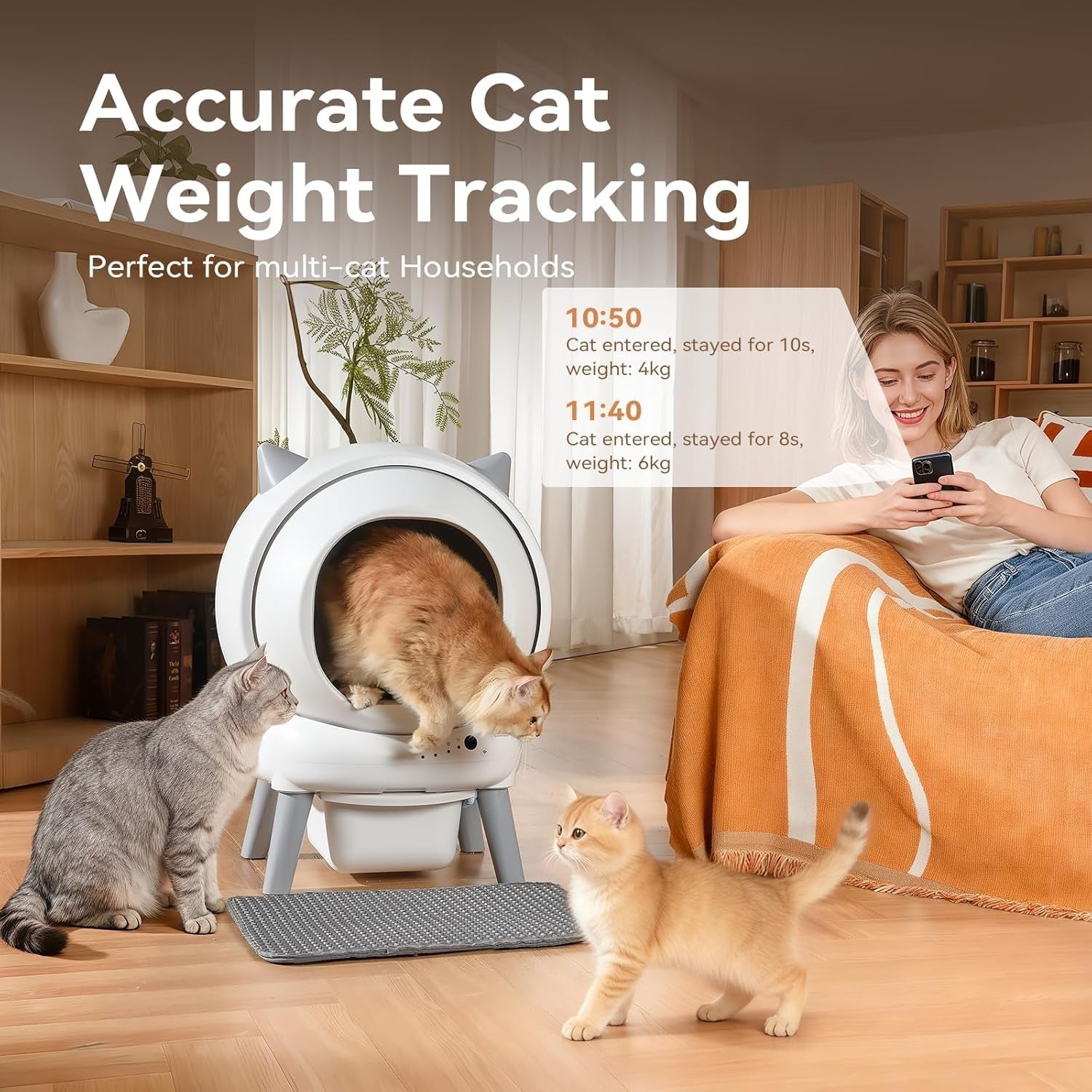 Self Cleaning Cat Litter Box APP Control Auto Multi Cat Odor Free