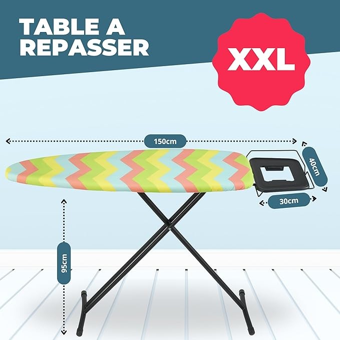 Extra Wide Ironing Board Foldable Stable Steam Station Ready 120x40cm