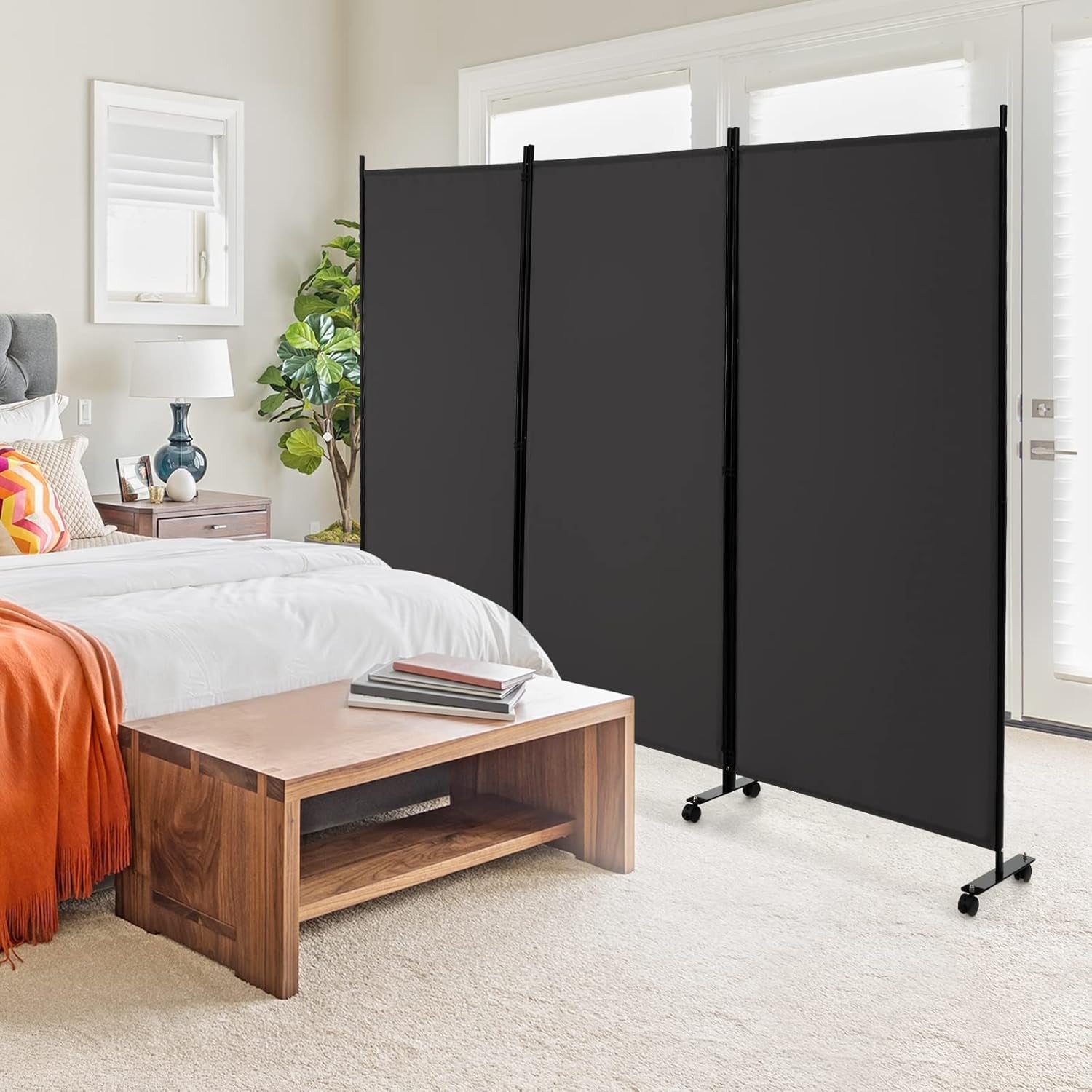 3-Panel Grey Folding Room Divider 260x30x180cm Privacy Screen Partition