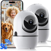 2K Indoor Security Camera 2 Pack 360° WiFi Baby Pet Monitor Night Vision