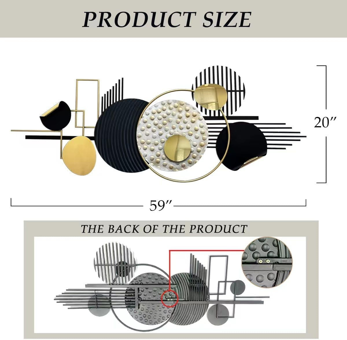 Modern Metal Wall Art Black Gold Geometric Sculptures for Living Room