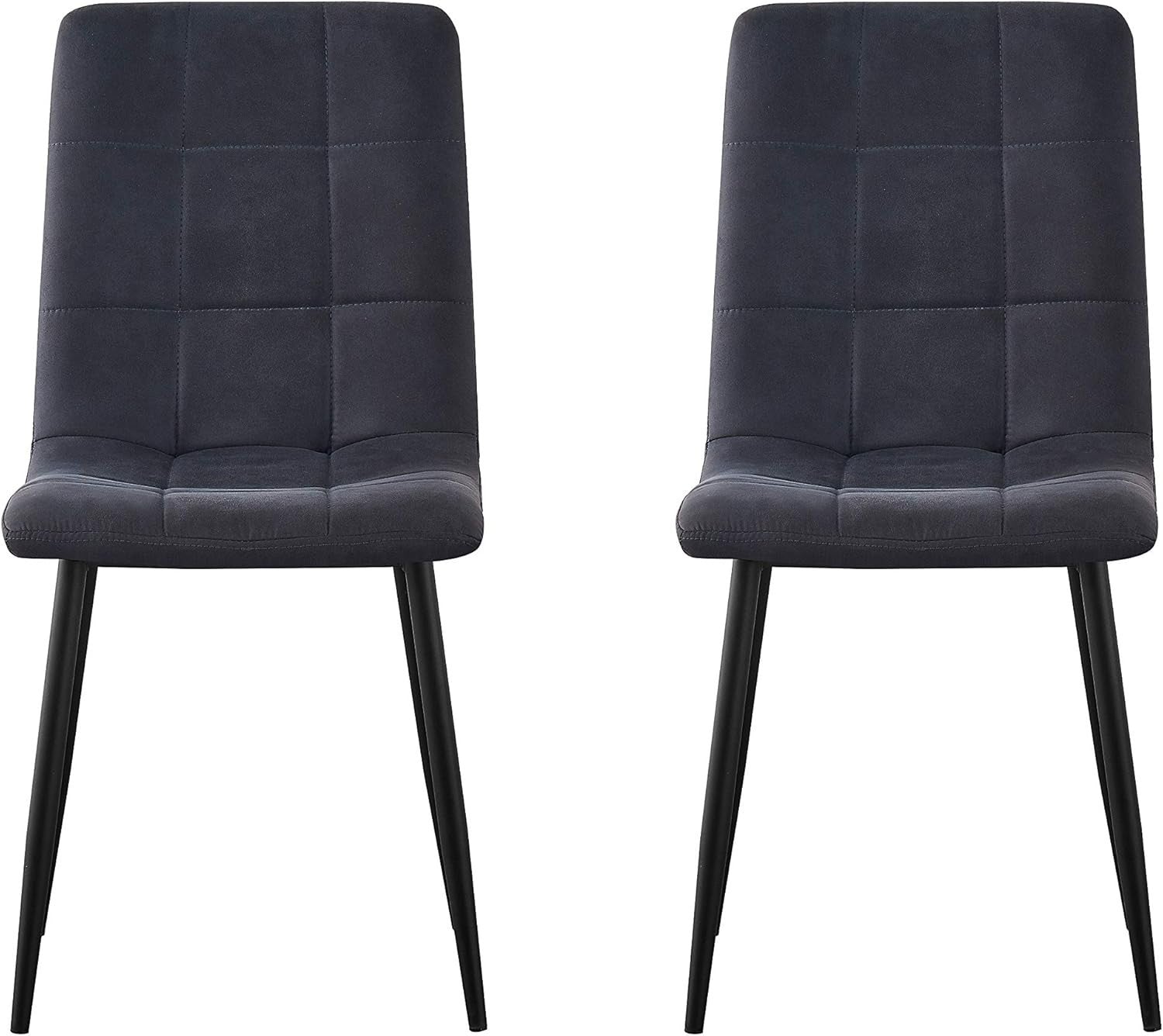 Set of 4 Black Faux Leather Dining Chairs Metal Legs Kitchen Office Use