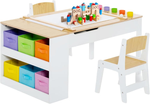 Kids 2-in-1 Art & Study Table with Lift-Top, Storage Boxes & Paper Roll