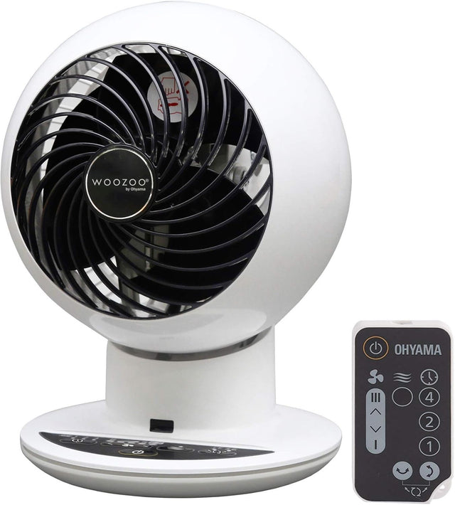 Compact Table Fan 30m² Quiet Remote Control Oscillating Air Circulator 5-Speed