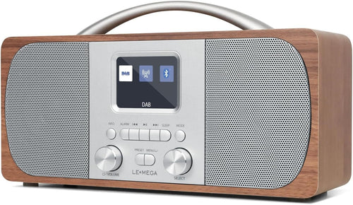Walnut DAB DAB+ FM Alarm Clock Bluetooth Stereo Bedside Radio Dual Alarm