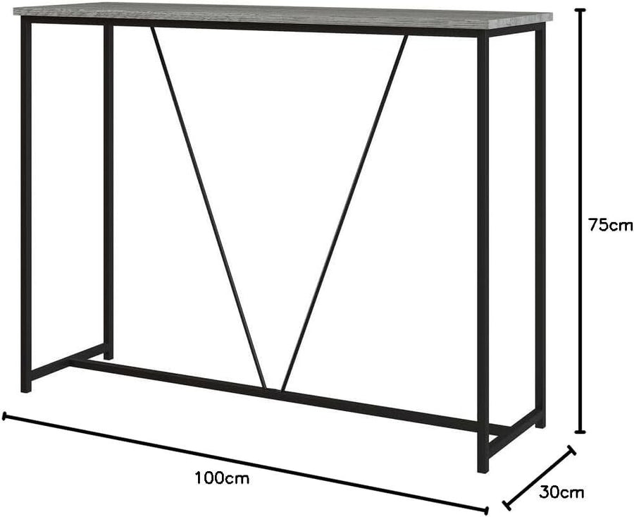 Modern Slim Entryway Console Table with Display Shelf, 100cm, Ash Grey