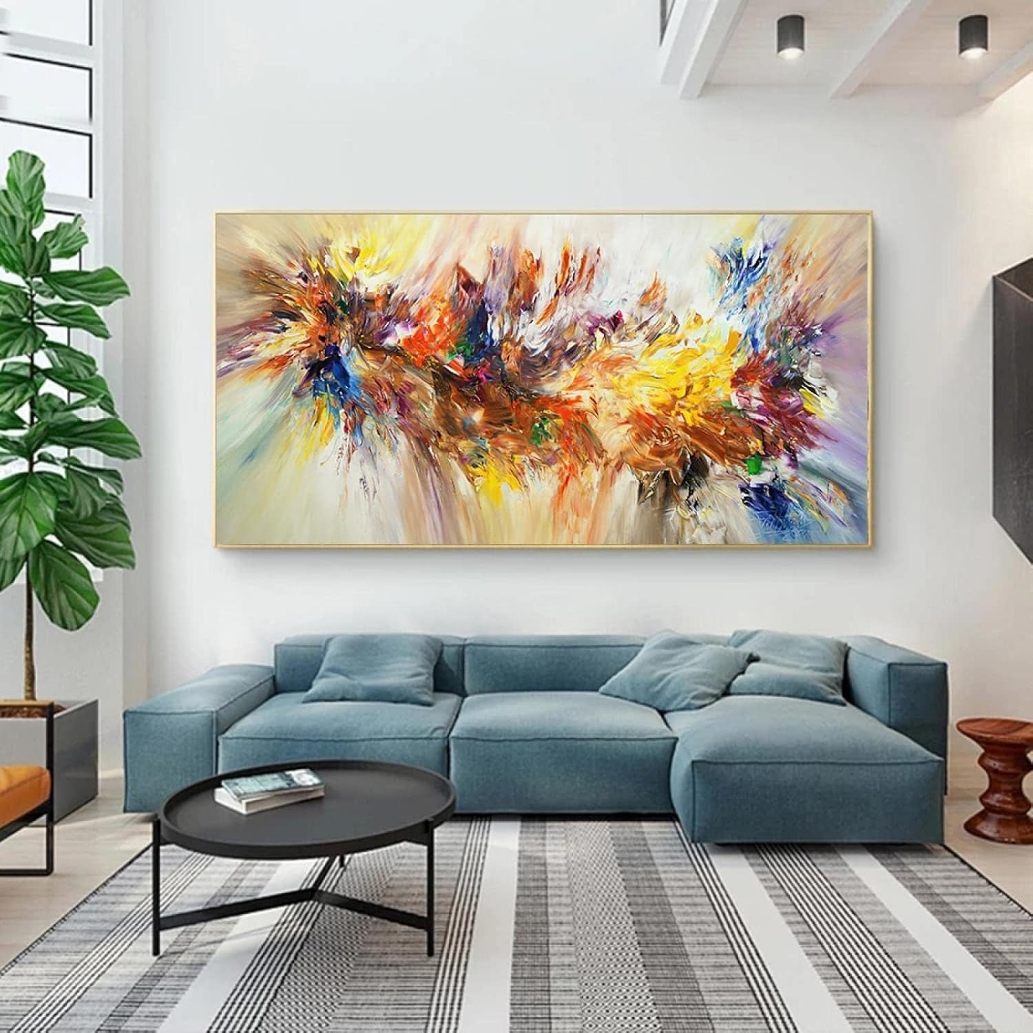 Large Abstract Flower Canvas Wall Art 80x160cm Frameless