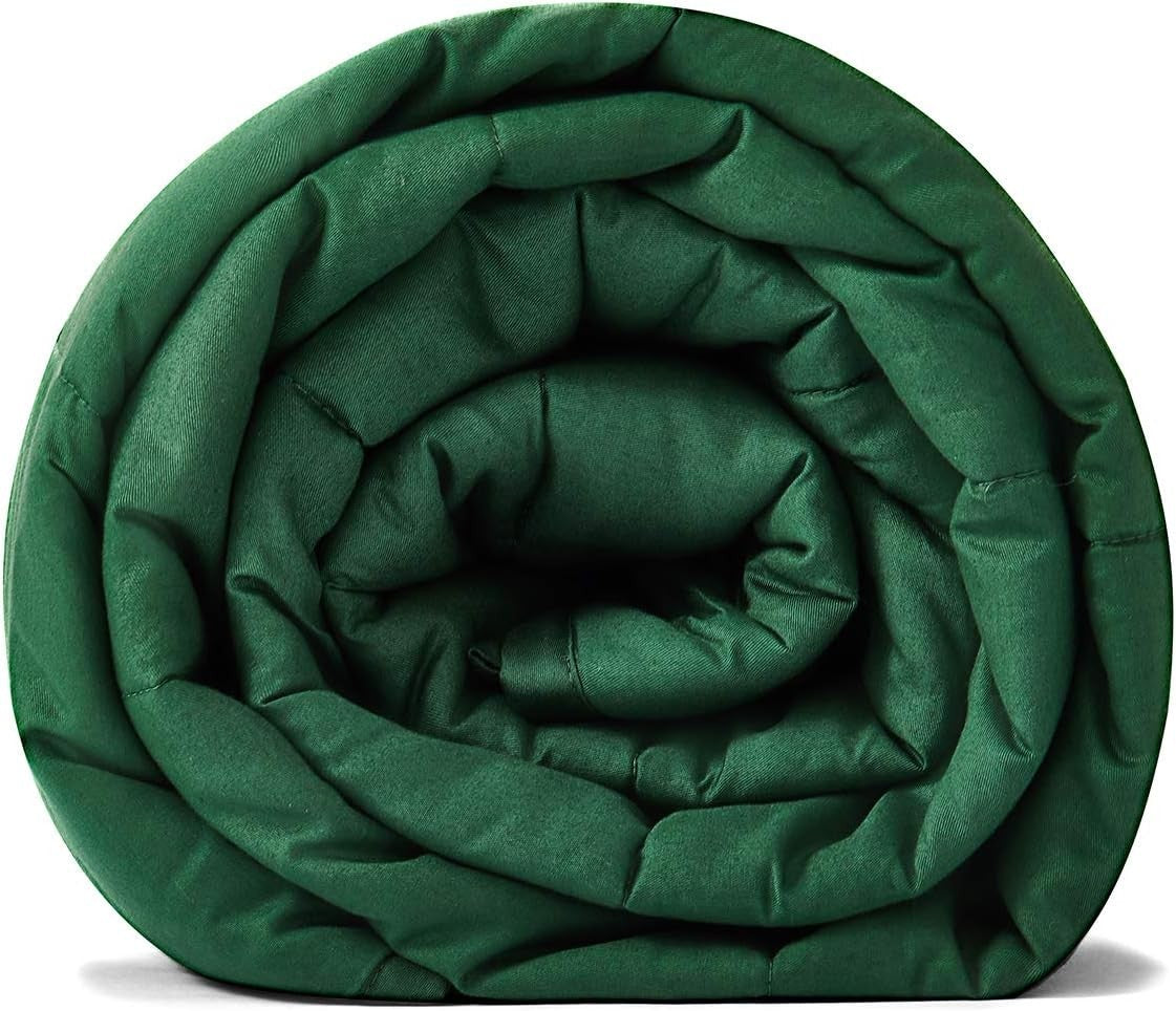 Weighted Blanket 60x80", 15lbs Cotton, Glass Beads, Breathable, Dark Green