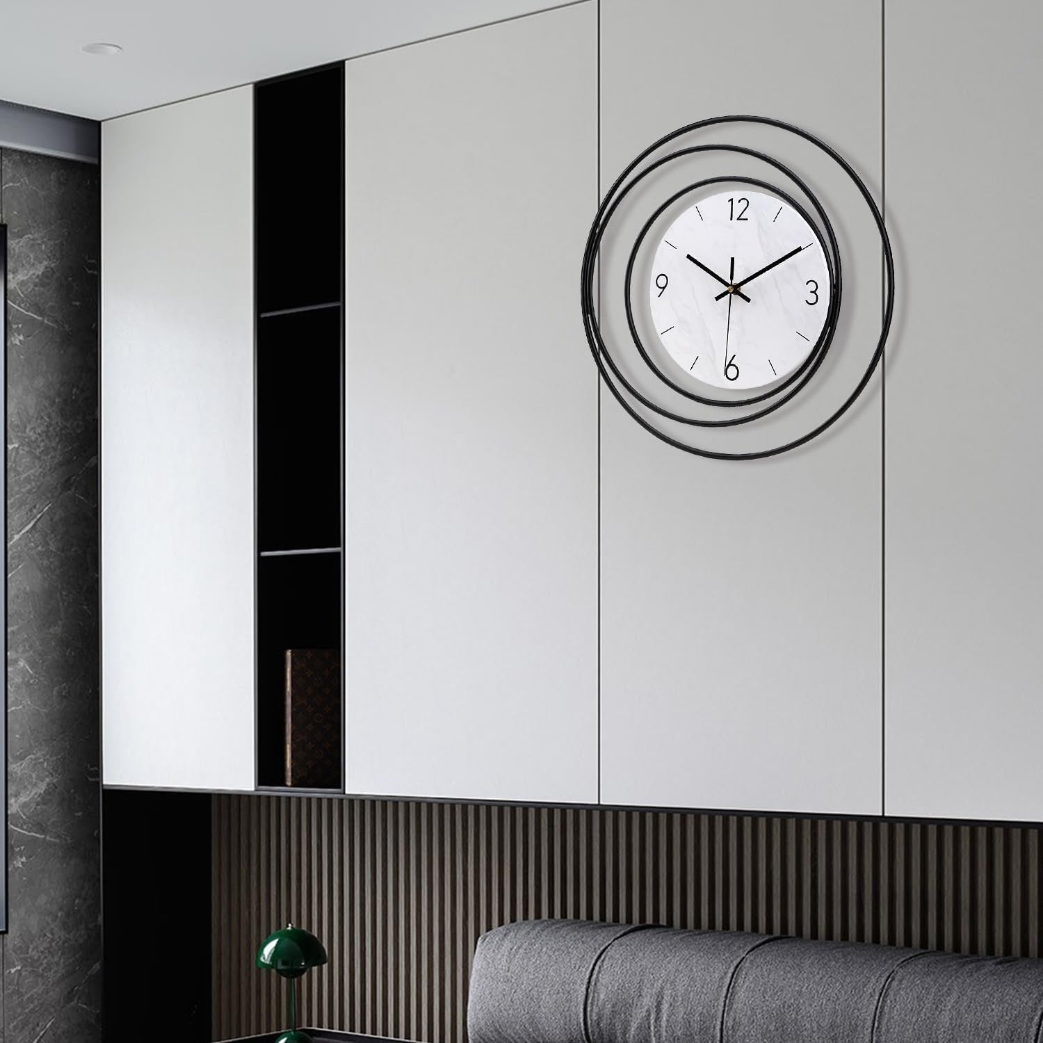 40cm Large Wall Clock Modern Silent Quartz | White Frame | Living Room Kitchen