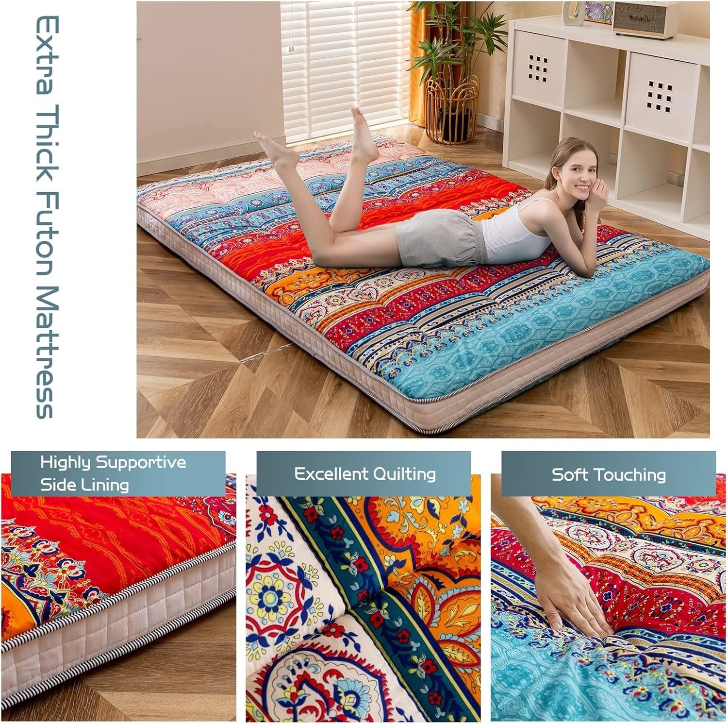 Premium Japanese Floor Mattress King Size Foldable Futon Sleep & Lounge Pad