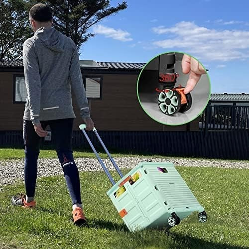 Heavy Duty Folding Shopping Cart 55kg Trolley 360° Wheels Foldable Green