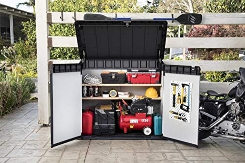 XL Outdoor Garden Storage Shed with Lockable Lid – 1150L Grey/Black