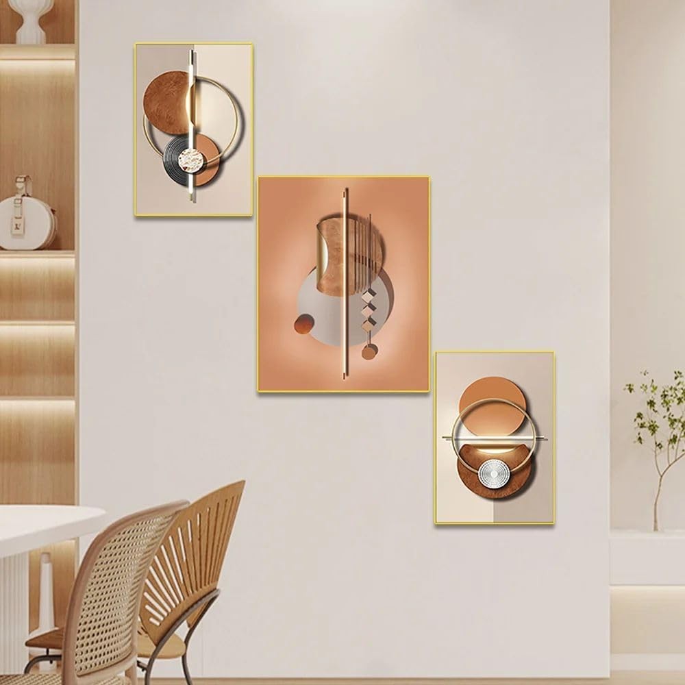 Abstract Geometric Canvas Wall Art Set of 3 Framed