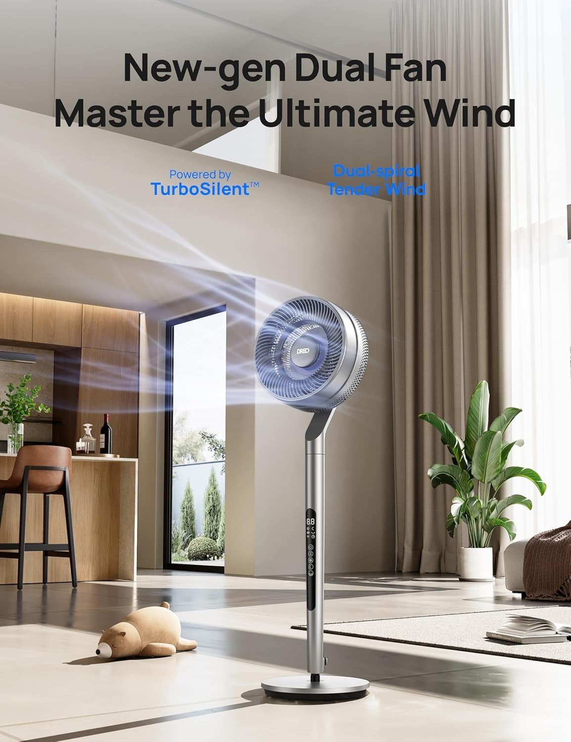 Smart Pedestal Fan 40–44" 10-Speed Quiet Cooling WiFi Voice Control Adjustable